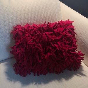Red felt statement pillow